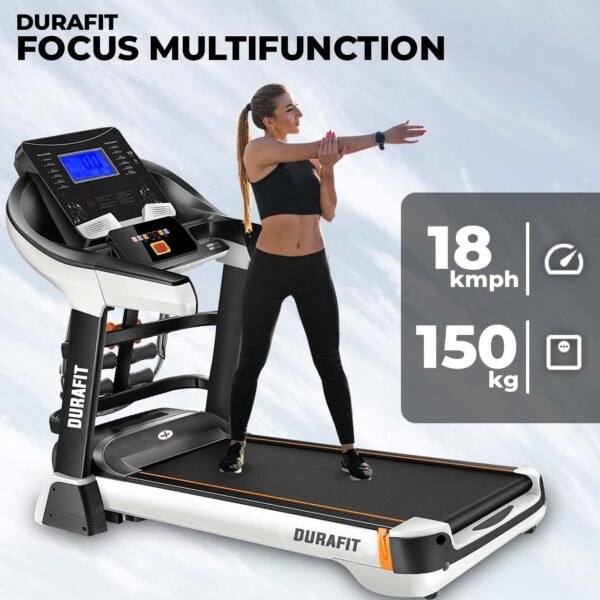 Durafit - Sturdy, Stable and Strong Focus Multifunction 7 Hp Peak Dc Motor Foldable Treadmill Auto Incline Max Speed 18 Km/Hr Max User Weight 150 Kg Spring Suspension Technology - Image 6