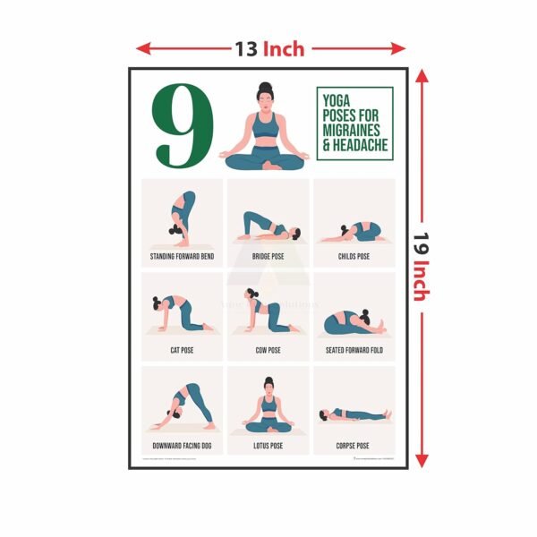 Anne Print Solutions® 3 yoga poses for migraine & headache chart Poster For Hospital Posters | Nursing Home Posters | Clinic Posters Pack Of 1 Pcs Size 13 Inch X 19 Inch* Multicolor - Image 2