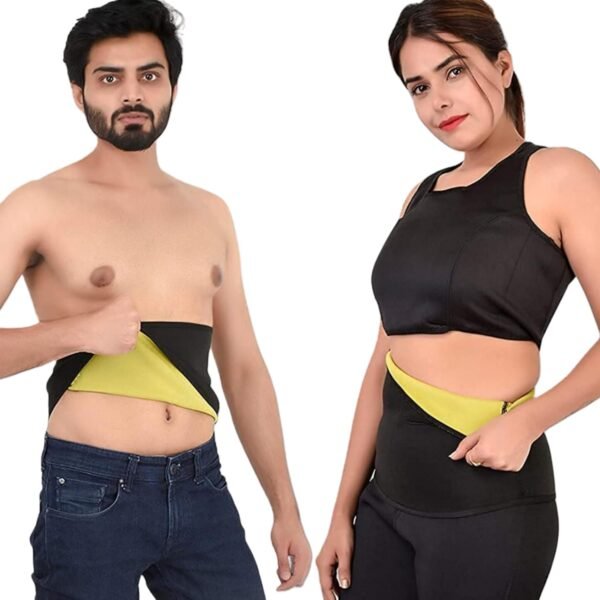 QUICKMOVE Non Tearable Sweat Shaper Slim Belt Premium for Fat Loss, Sauna Slim Belt for Weight Loss Waist - Tummy Trimming Exercise for Men and Women (M, L, XL, XXL, 3XL) (Black)