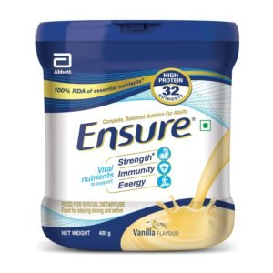 Ensure No 1 Nutritional Supplement Drink in the world 32 nutrients High Protein,Calcium,Vit D, Vanilla 400g/375g, Wt may vary