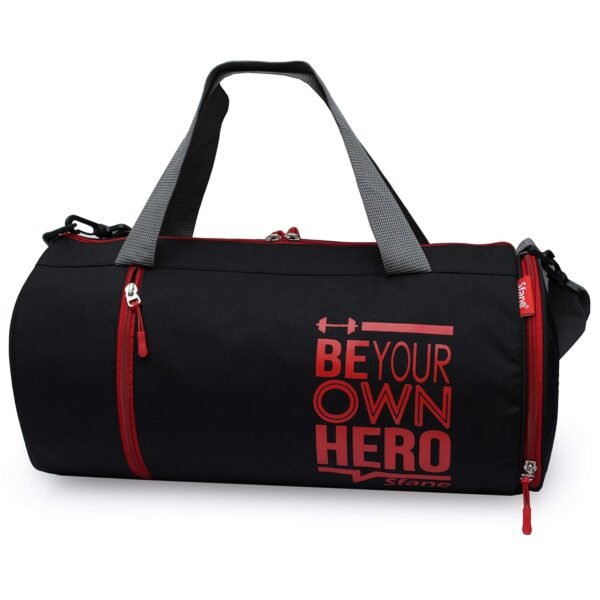 SFANE Polyester Red Duffel Gym Bag, Shoulder Bag, Sports Bag for Men & Women with Separate Shoe Compartment (Black) (Red) Set Of 1 - Image 5