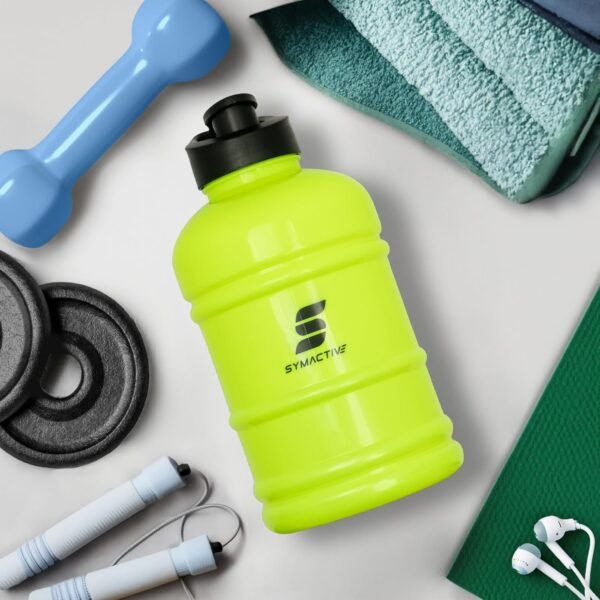 Amazon Brand - Symactive Leakproof Unbreakable Gym Protein Shaker Gallon Bottle with Carry Loop, BPA-Free (Colour: Neon Yellow, 1800 ml),Plastic - Image 2