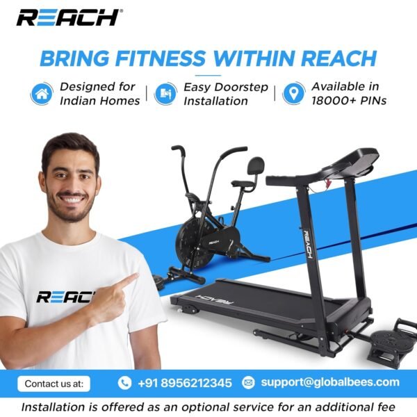 Reach T-95 Falcon Manual Treadmill for Home Workout | Foldable Treadmill with Wheels & Manual Incline | Fitness Machine for Home Gym with LCD Display | 12 Months Warranty | Max User Weight 100 kg - Image 7
