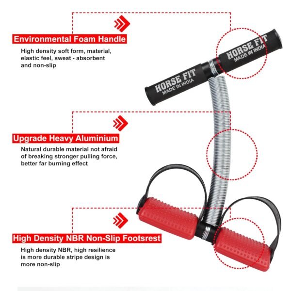 HORSE FIT Tummy Trimmer Single Spring for Men & Women - Ab Exercise Equipement, Abdominal Workout Tummy Trimmer for Home & Gym Use - Stomach, Abs, Belly Exercise (RED) - Image 7