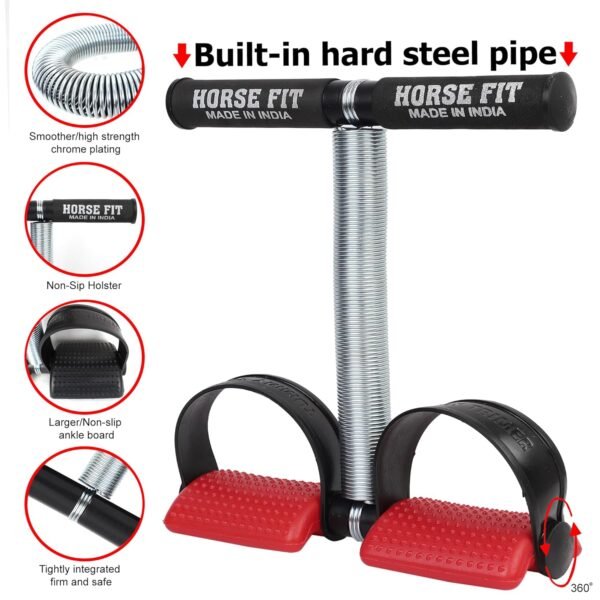 HORSE FIT Tummy Trimmer Single Spring for Men & Women - Ab Exercise Equipement, Abdominal Workout Tummy Trimmer for Home & Gym Use - Stomach, Abs, Belly Exercise (RED) - Image 6