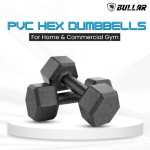 Bullar PVC Hex Dumbbells Pack of 2 for Home Gym Equipment Fitness Barbell|Gym Exercise|Home Workout, Gym Dumbbells|Dumbbells Weights for Men & Women (2)