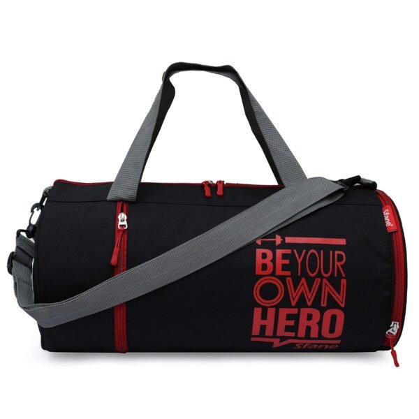 SFANE Polyester Red Duffel Gym Bag, Shoulder Bag, Sports Bag for Men & Women with Separate Shoe Compartment (Black) (Red) Set Of 1 - Image 2