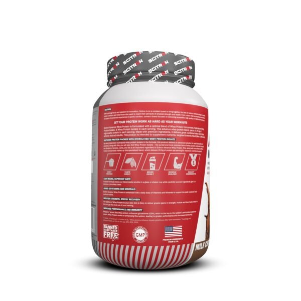 Scitron Advance Whey Protein 1Kg (28.5 Servings, 25.5g Protein, 5g BCAAs, 0g Sugar, 20 Vitamins & Minerals) Certified by Labdoor, USA | Sourced from Glanbia Nutrition | Certified by Informed Choice - Image 9