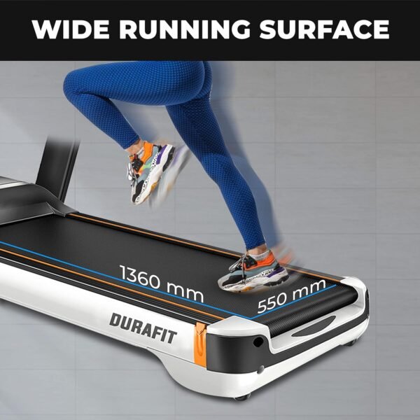 Durafit - Sturdy, Stable and Strong Focus Multifunction 7 Hp Peak Dc Motor Foldable Treadmill Auto Incline Max Speed 18 Km/Hr Max User Weight 150 Kg Spring Suspension Technology - Image 4