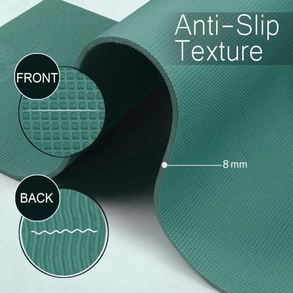 Quick Shel Extra Thick 8mm Thickness Yoga mats Exercise Mat Anti-Skid Water/Dirt Proof Lightweight easy to Carry for home and gym workouts for men women children with Carry Strap (Army Green) (2fts x 6fts) - Image 5