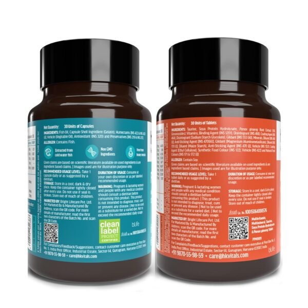 HealthKart hk vitals Fish Oil and Multivitamin (30 Tablets Each) Combo Pack | 1000mg Omega 3 with 180mg EPA & 120mg DHA | Enhances Energy, Immunity & Joints Health - Image 2