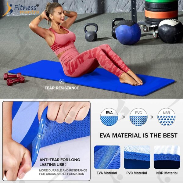 Fitness Mantra ® 6MM Light Weight Anti Skid Extra Large Made by EVA Quality Yoga Mat with Shoulder Strap (Blue) - Image 5