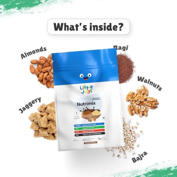 Little Joys Nutrimix For Kids 7-12 years | Nutrition Powder | 700g | No Refined Sugar | Supports Health & Immunity | Oats, Walnuts, Almonds & Brown Rice | Chocolate Flavor - Image 3