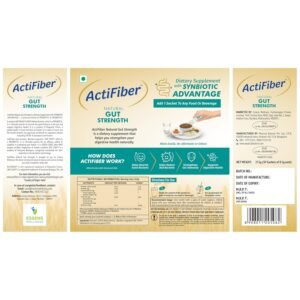 Actifiber Natural Gut Strength|Prebiotic & Probiotic Supplement powder for Stronger Digestive Health|Effective Solution for Common Digestive problems,Gas, Constipation(1 X 255 Gms Pack of 30 Sachets)