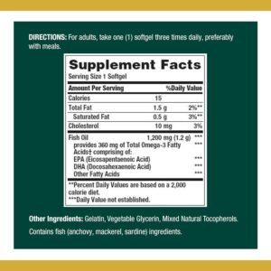 Nature’s Bounty, Fish Oil, Omega-3, 1200 mg, 120 Softgels