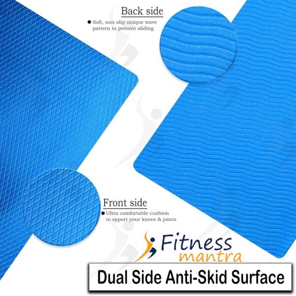 Fitness Mantra ® 6MM Light Weight Anti Skid Extra Large Made by EVA Quality Yoga Mat with Shoulder Strap (Blue) - Image 2
