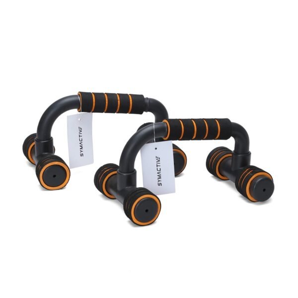 Amazon Brand - Symactive Push Up Bar Stand for Gym & Home Use with Soft Grip for Men & Women, Useful in Chest and Arm Workout (Orange Color)
