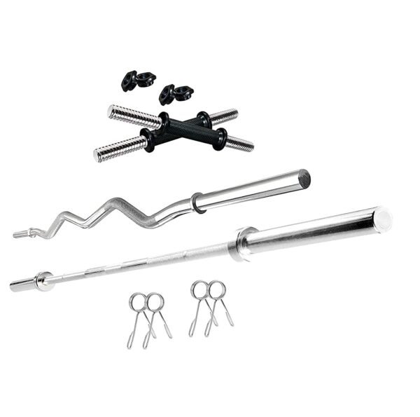 Bodyfit Home Gym Combo, Home Gym Set, Gym Equipment, Weight Plates (8Kg-100Kg) Combo with 5Ft Straight,3Ft Curl Bar, 2 Dumbbell Rods,with Accessories (10KG Combo KIT) - Image 3