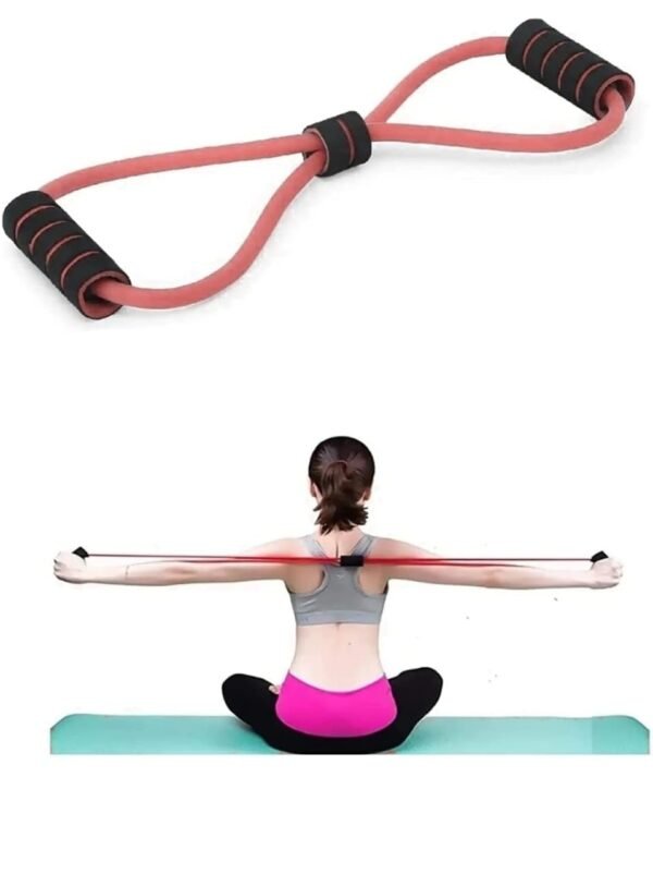 IDELLA Resistance Yoga Tube Band - 6.8kg (15lbs) Figure 8 Shaped Latex Tube, Soft Chest Expander Fitness Exercise, Workout Chest Arm & Shoulder Stretch Exercise Equipment (Multicolour)