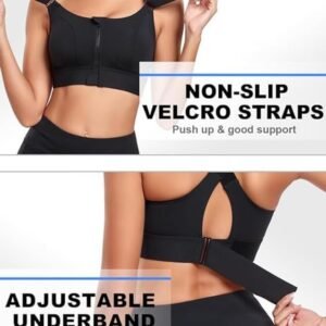 GLAMORAS Women Polyester Spandex High Impact Front Zip Sports Bra Longline Fitness Criss Cross Back Crop Tops Tank Gym Yoga Workout, Size: M-4XL