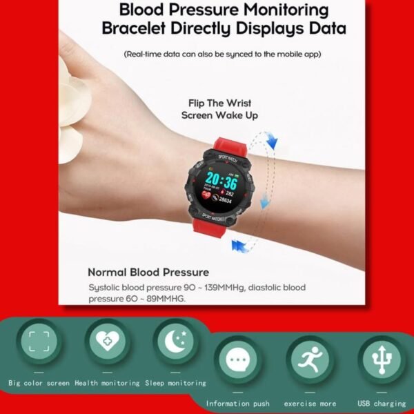 Drumstone (Diwali Special𝟏𝟓 Years Warranty FD68 Smart Fitness Band – Multi-Function Tracker for Heart Rate, Sleep, and Activity Monitoring Ages – Works with iOS & Android – Red - Image 7
