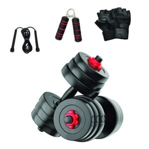 Encanto 15KG Dumbbells Set With Accesories, Fitness Kit for Unisex Whole Body Workout, Adjustable Dumble Exercise Set (15kg Weight Plates(2.5kg x 6))