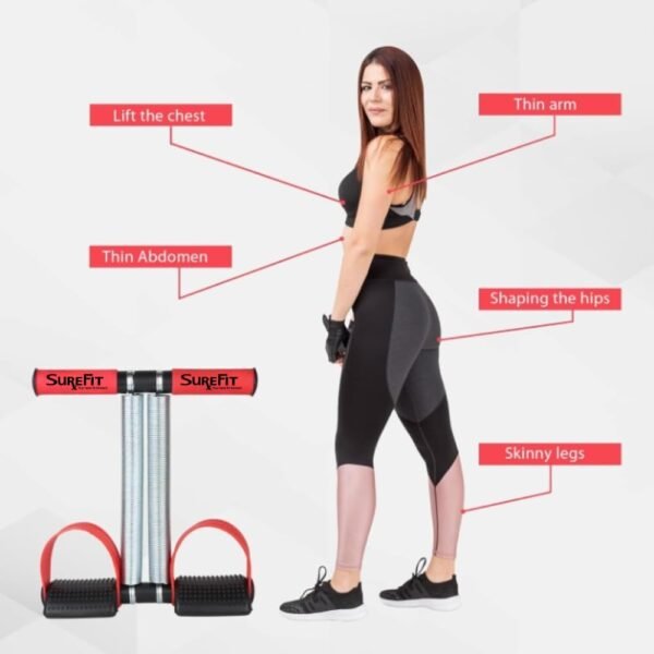 SUREFIT Tummy Trimmer Double Spring, Push-Up Bar, Resistance Band & Abs Roller for Men & Women – Home Gym Ab Exercise Equipment for Stomach, Abs, and Belly Toning (EXERCISE KIT) - Image 2