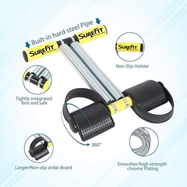 SUREFIT Tummy Trimmer Double Spring With Resistance Band Combo Pack For Men & Women - Ab Exercise Equipment, Abdominal Workout For Home & Gym Use - Stomach, Abs, Belly Exercise - Image 3