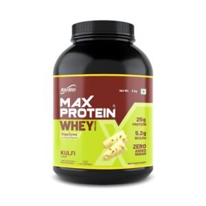 RiteBite Max Protein Whey Protein Powder Kulfi 2Kg| 60 Servings | DigeZyme for Enhanced Digestion | 25g Protein | 5.2g BCAAs | Zero Added Sugar | For Adults (Men & Women) | High Protein| Gluten Free| 100% Vegetarian