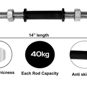 Gym Insane Dumbbell Rod bar 14 Inches with 4 Iron Bolt Nuts Weight Lifting Strength Training & Exercise Fitness, Gym Equipment for Home Gym Workout