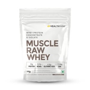 Healthfarm Raw Whey Unflavoured Whey Protein Concentrate + Whey Isolate Protein Powder| 900gm| 30 Servings