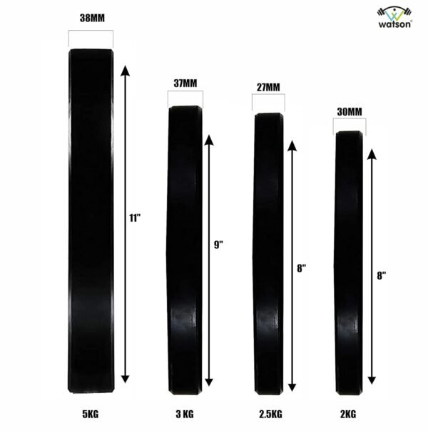 WATSON gym rubber plates,12kg (3x4) Rubber Dumbbell Plate, 25mm for Home, Professional Exercise, Gym Weight Plates, home gym equipments for men - Image 4