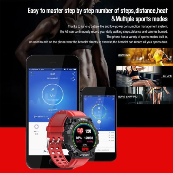 Drumstone (Diwali Special𝟏𝟓 Years Warranty FD68 Smart Fitness Band – Multi-Function Tracker for Heart Rate, Sleep, and Activity Monitoring Ages – Works with iOS & Android – Red - Image 4