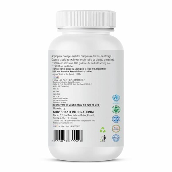 La Nature's Omega 3 Fish Oil Gold- 60 Softgel for Men and Women| Omega 3 with Vitamin D3 and Vitamin E| Supports Heart, Brain, Joint, Immune Health| No Fishy Burps with Lemon Flavour - Image 8