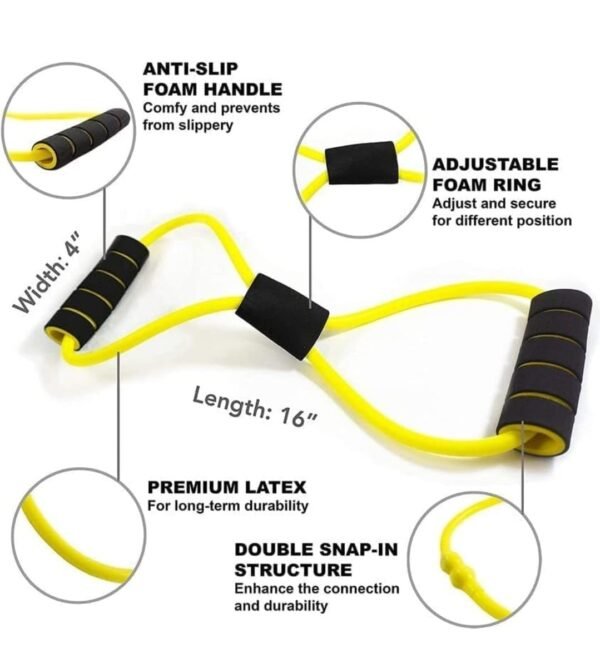 IDELLA Resistance Yoga Tube Band - 6.8kg (15lbs) Figure 8 Shaped Latex Tube, Soft Chest Expander Fitness Exercise, Workout Chest Arm & Shoulder Stretch Exercise Equipment (Multicolour) - Image 4