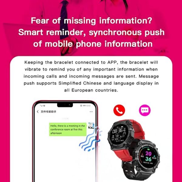 Drumstone (Diwali Special𝟏𝟓 Years Warranty FD68 Smart Fitness Band – Multi-Function Tracker for Heart Rate, Sleep, and Activity Monitoring Ages – Works with iOS & Android – Red - Image 9