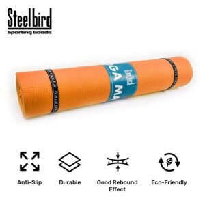 Steelbird Yoga Mat for Men and Women 6 x 2 Feet Wide Extra Thick Exercise Mat For Workout,Yoga,Fitness,Gym, Pilates And High-Density Anti-Tear Non-Slip Light Weight Mat (6mm Thickness)