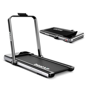 beatXP Phoenix (2 HP Peak Motor)| Foldable Treadmill for Home | 2 in 1 Under The Desk Walking Pad with Remote Controller, LED Display and Bluetooth Speaker | 1 Year Warranty | 120 kgs | (Silver)