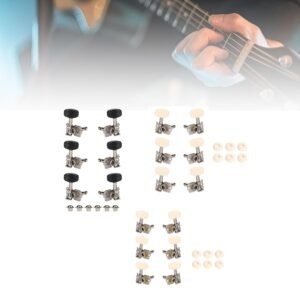 Enakshi 6Pcs String Tuning Pegs Machine Heads for Acoustic Guitars Parts Replacement Black Single Hole