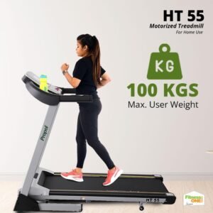 FitnessOne Propel HT55-3 HP Peak Pre-Installed Motorized Foldable Treadmill for Home Use | 3 Level Manual-Incline | Max User Weight 100 kgs |Max Speed 12 km/hr | Multifunction Console LCD Display|