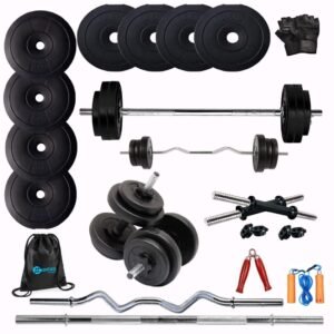 Hashtag Fitness Home Gym Set 10kg 50kg gym equipment set for home workout,fitness equipment dumbbells set for home gym (20kg, Pvc) Black