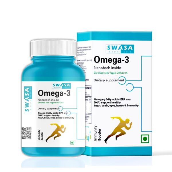 Swasa Vegan Omega 3 Capsules, 500 mg || Healthy Heart|| Brain|| Immunity ((Pack of 1))