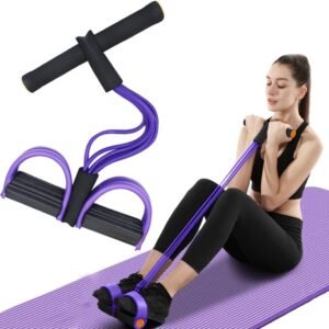 Eowote 4-Tube Yoga Pedal Pull Reducer Puller Resistance Band, Crossfit Exercise Fitness Tummy Body Building Equipment, for Abdomen/Waist/Arm/Leg Stretching Slimming Training Unisex (Multicolor)