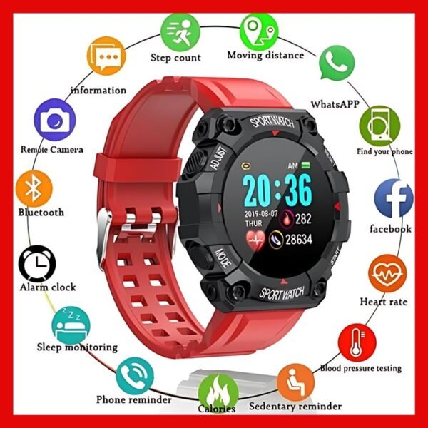 Drumstone (Diwali Special𝟏𝟓 Years Warranty FD68 Smart Fitness Band – Multi-Function Tracker for Heart Rate, Sleep, and Activity Monitoring Ages – Works with iOS & Android – Red - Image 8