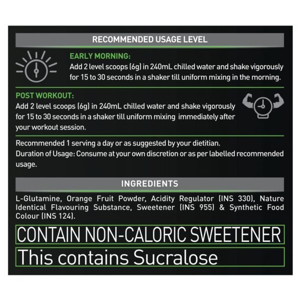 MuscleBlaze L- Glutamine powder, Post Workout Recovery , 5 g Glutamine (Fruit Punch, Pack of 250 g, 41 Servings) - Image 6