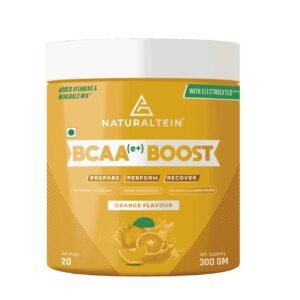 NATURALTEIN Clean BCAA (e+) BOOST with ELECTROLYTES, VITAMINS and MINERALS, 300 g (Natural Orange Flavour)