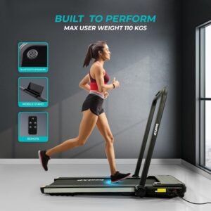 beatXP Phoenix (2 HP Peak Motor)| Foldable Treadmill for Home | 2 in 1 Under The Desk Walking Pad with Remote Controller, LED Display and Bluetooth Speaker | 1 Year Warranty | 120 kgs | (Silver)