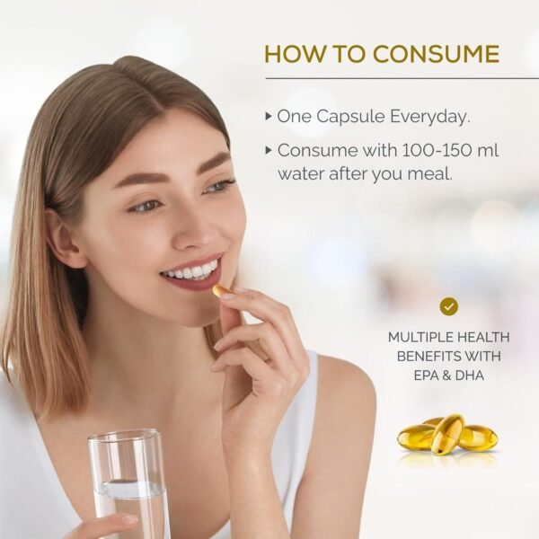 La Nature's Omega 3 Fish Oil Gold- 60 Softgel for Men and Women| Omega 3 with Vitamin D3 and Vitamin E| Supports Heart, Brain, Joint, Immune Health| No Fishy Burps with Lemon Flavour - Image 7