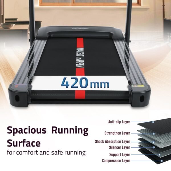 MAXPRO Fusion 4.5 HP Peak DC Motor, 15 Level Auto Incline Treadmill for Home Gym,Free Diet Plan,Max.Speed 14km/hr,Max. User Weight 110kgs,Fit Show App Support, LCD Display for Home use (PTM405I) - Image 7