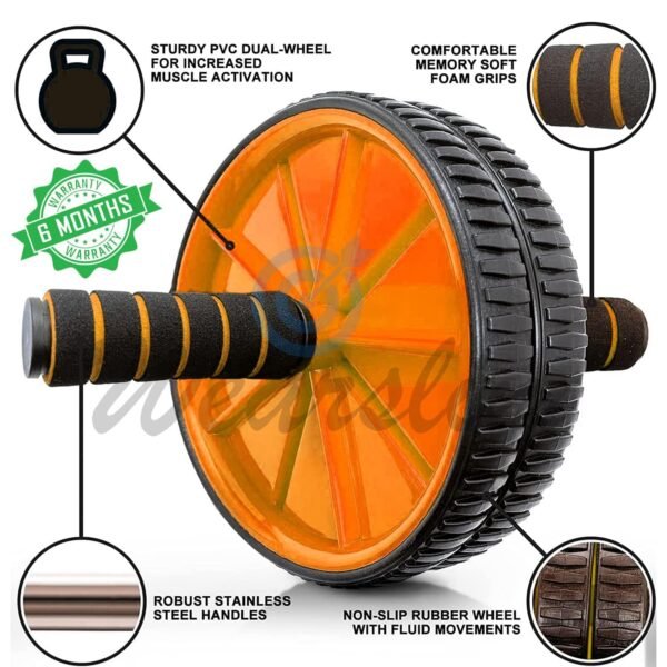 Wearslim® Professional Abdominal Wheel With Push Up Bar | Ab Roller With Workout Push-up Stands for Exercise Fitness Gym for Men & Women (Ab Roller Push Up Bar Combo) - Image 3